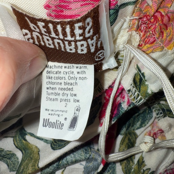 Vintage floral skirt red white green yellow size 14P cottage‎ fairy coquette - Picture 7 of 12